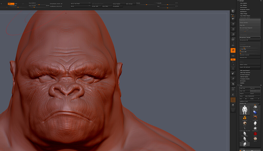 cant go above 200 decimate zbrush