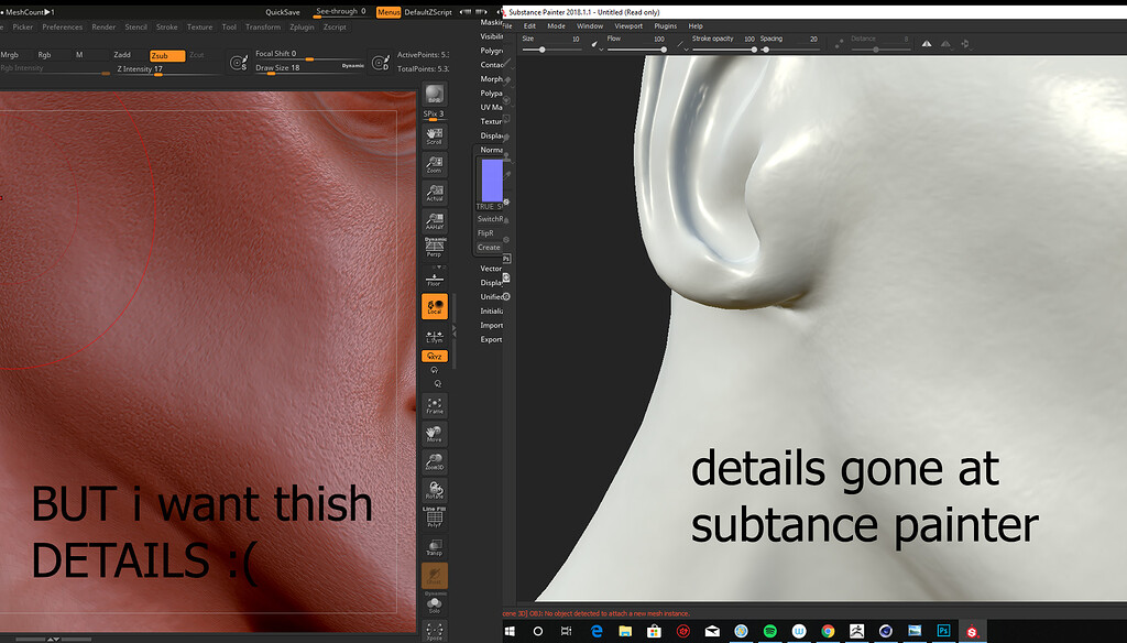 Normal map & details is gone when export it to substance painter