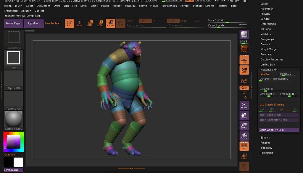 ZSphere to Adaptive skin error?? ZBrushCentral