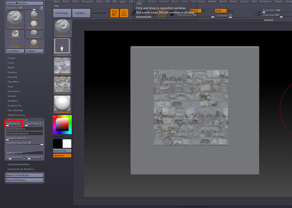 Alpha tile changes brush shape ZBrushCentral