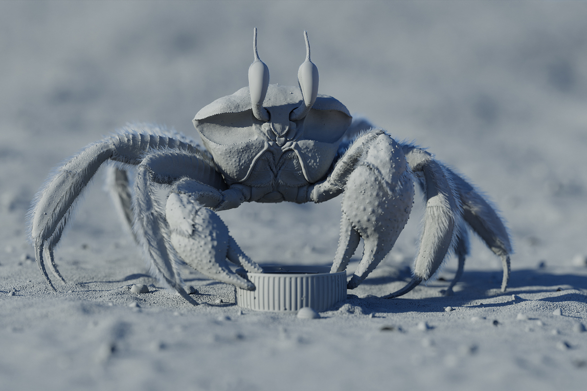 Ghost Crab Clay Render