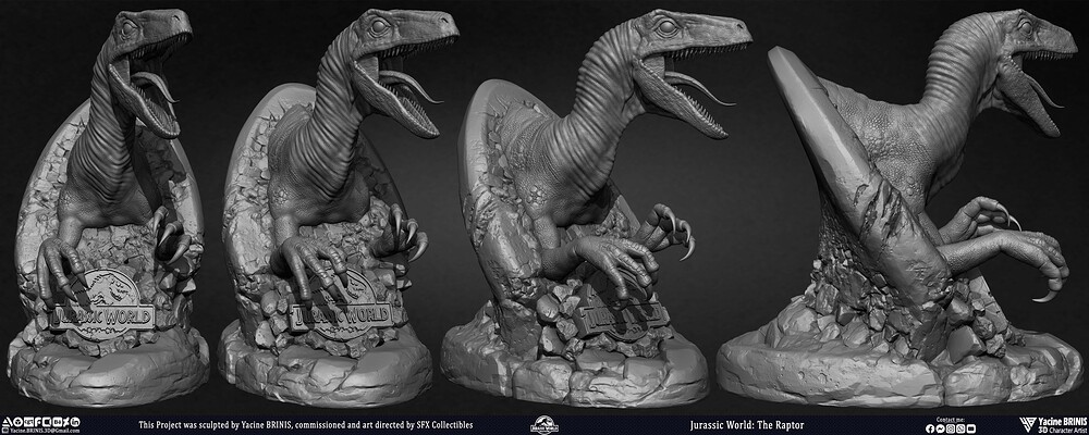 Jurassic World The Raptor sculpted by Yacine BRINIS 003