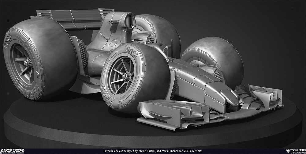 Formula One Car stylised sport cart sculpted by Yacine BRINIS 001
