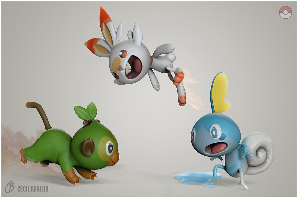 Pokemon Generation 8 Starters ZBrushCentral