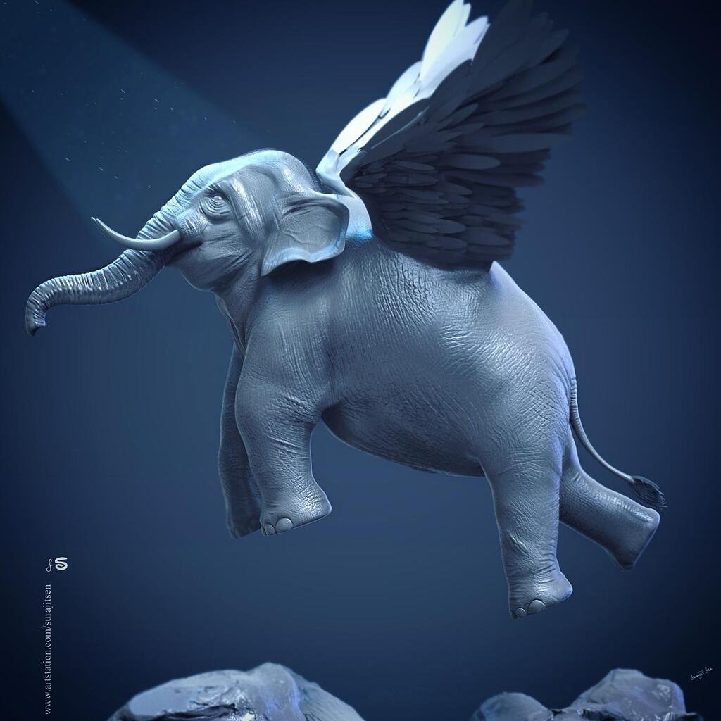 Salvation_The Flying_Elephant2.0 Digital Sculpture by Surajit Sen