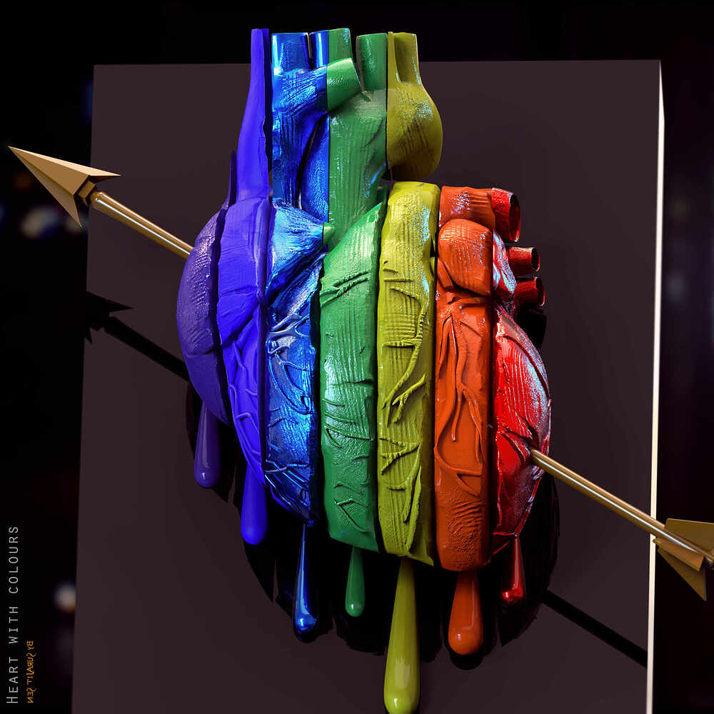Heart with colors_Digital_Sculpture_SurajitSen_March2024