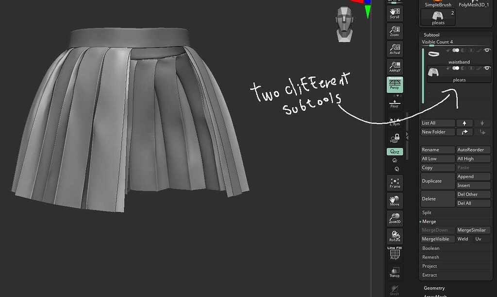Pleated skirt zbrush 2025