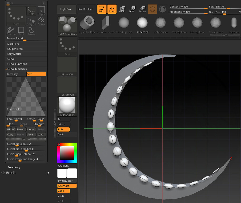 zbrush curves taper