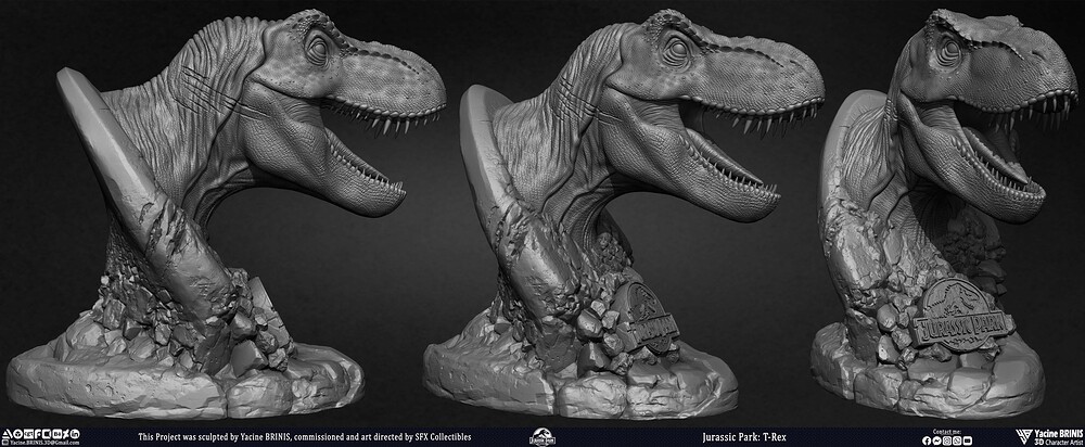 T-Rex Universal Pictures sculpted by Yacine BRINIS 002