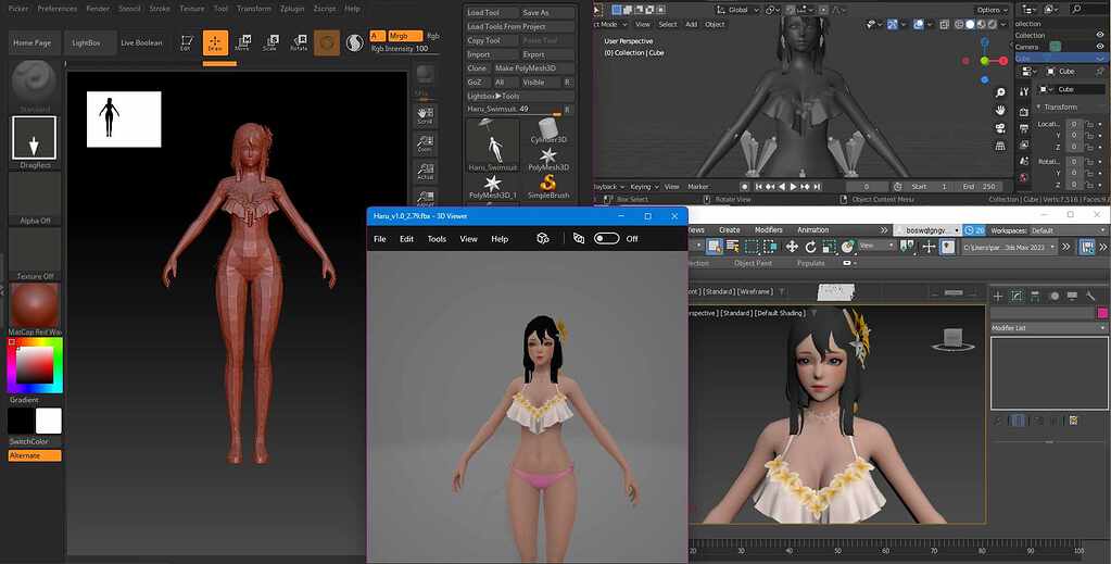 3dsmax to Zbrush export fbx/obj low poly ZBrushCentral