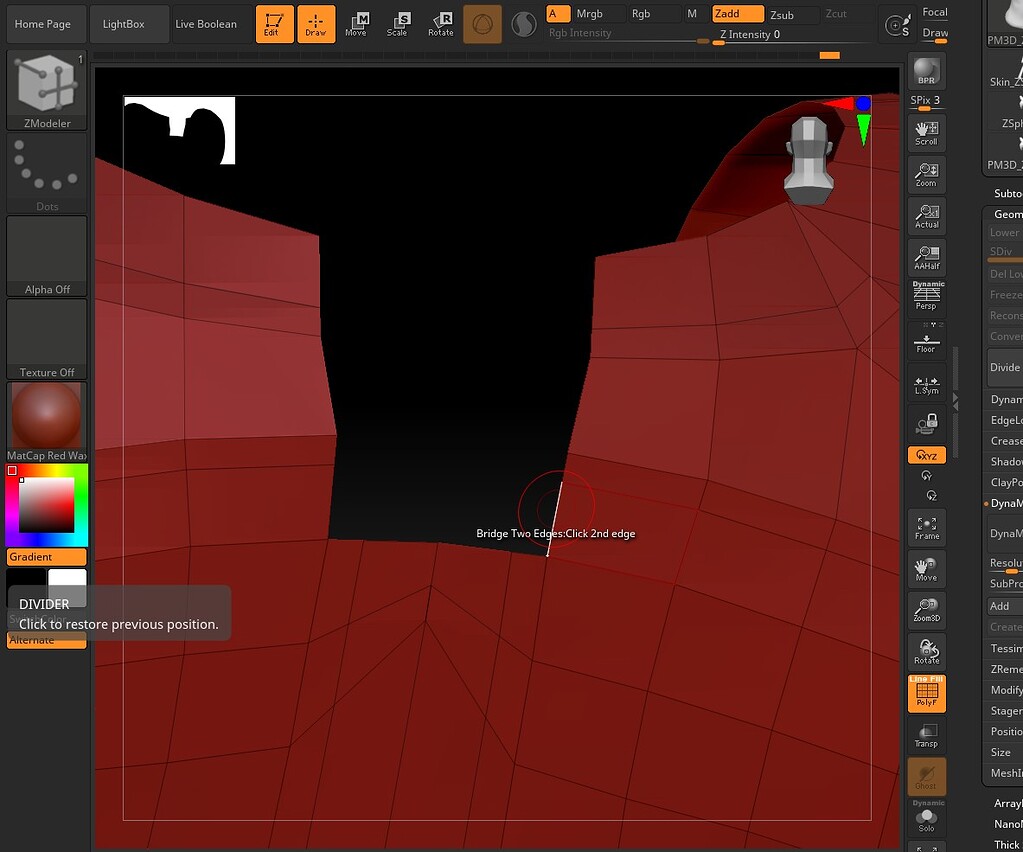 ZMODELER BRIDGE TROUBLE BETWEEN TWO POLYGONS - ZBrushCentral