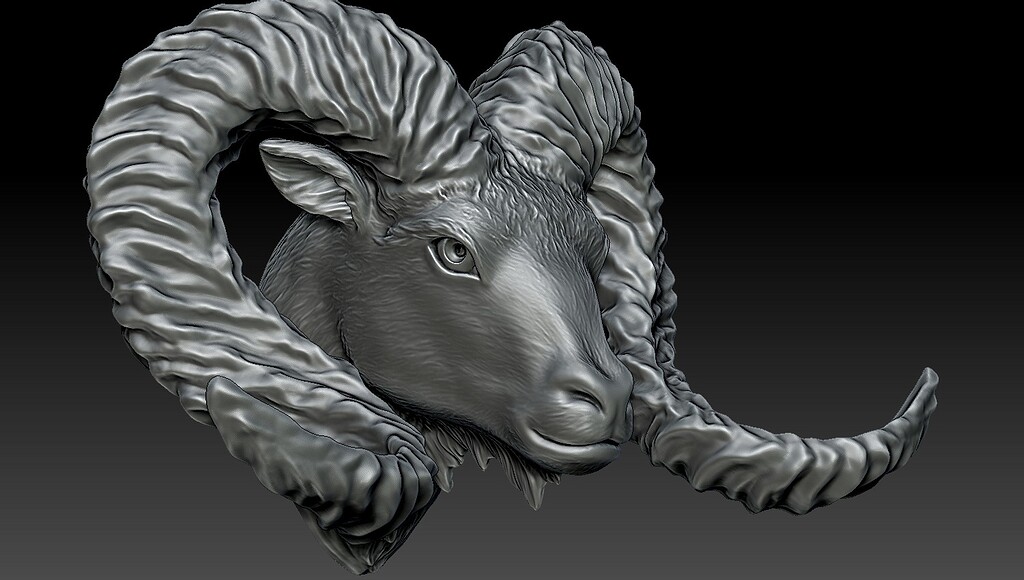 Bighorn Ram Head - Digital Sculpture of Wall Decoration - ZBrushCentral