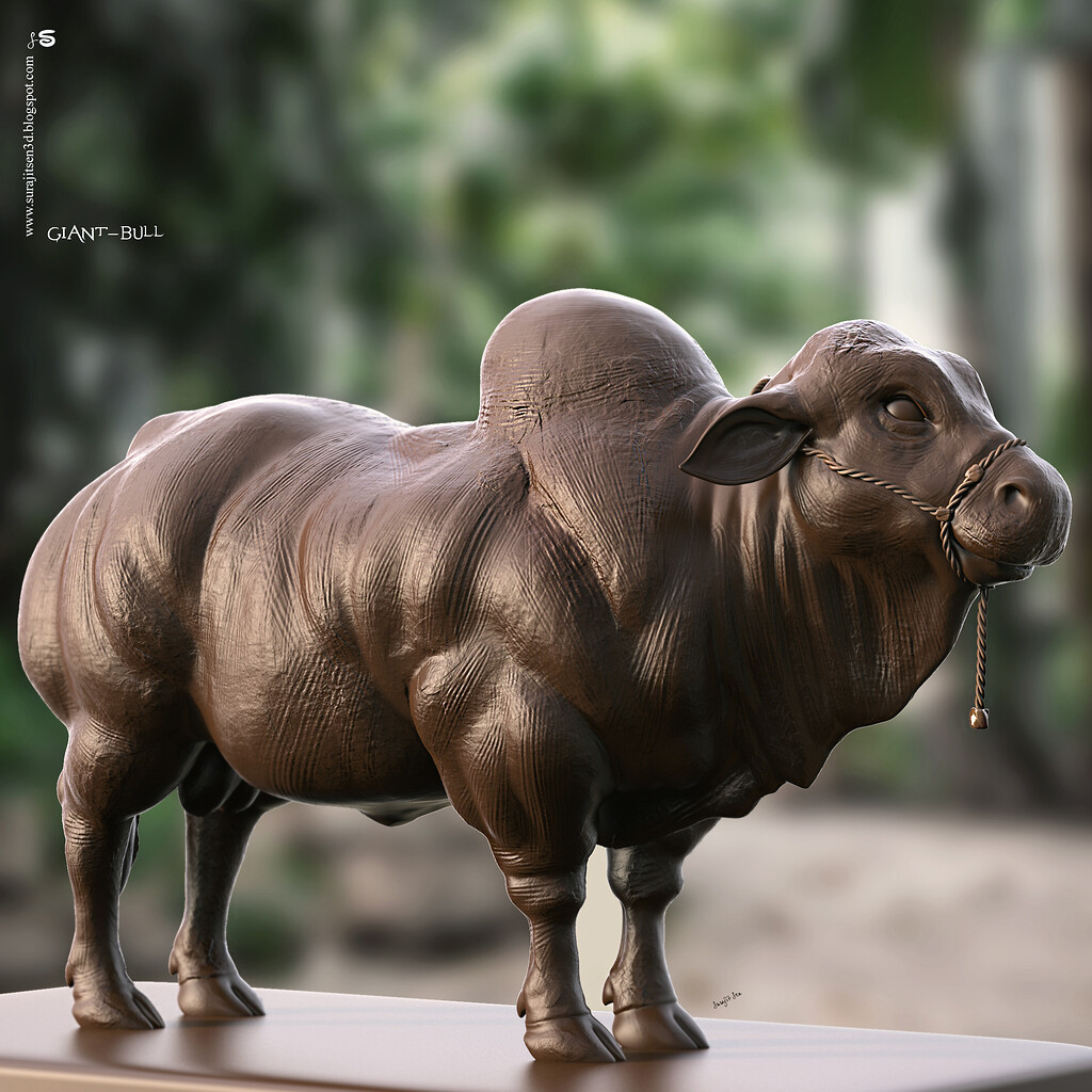 Giant Bull Digital Sculpture by Surajit Sen ZBrushCentral