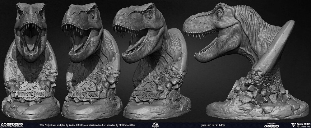 T-Rex Universal Pictures sculpted by Yacine BRINIS 003