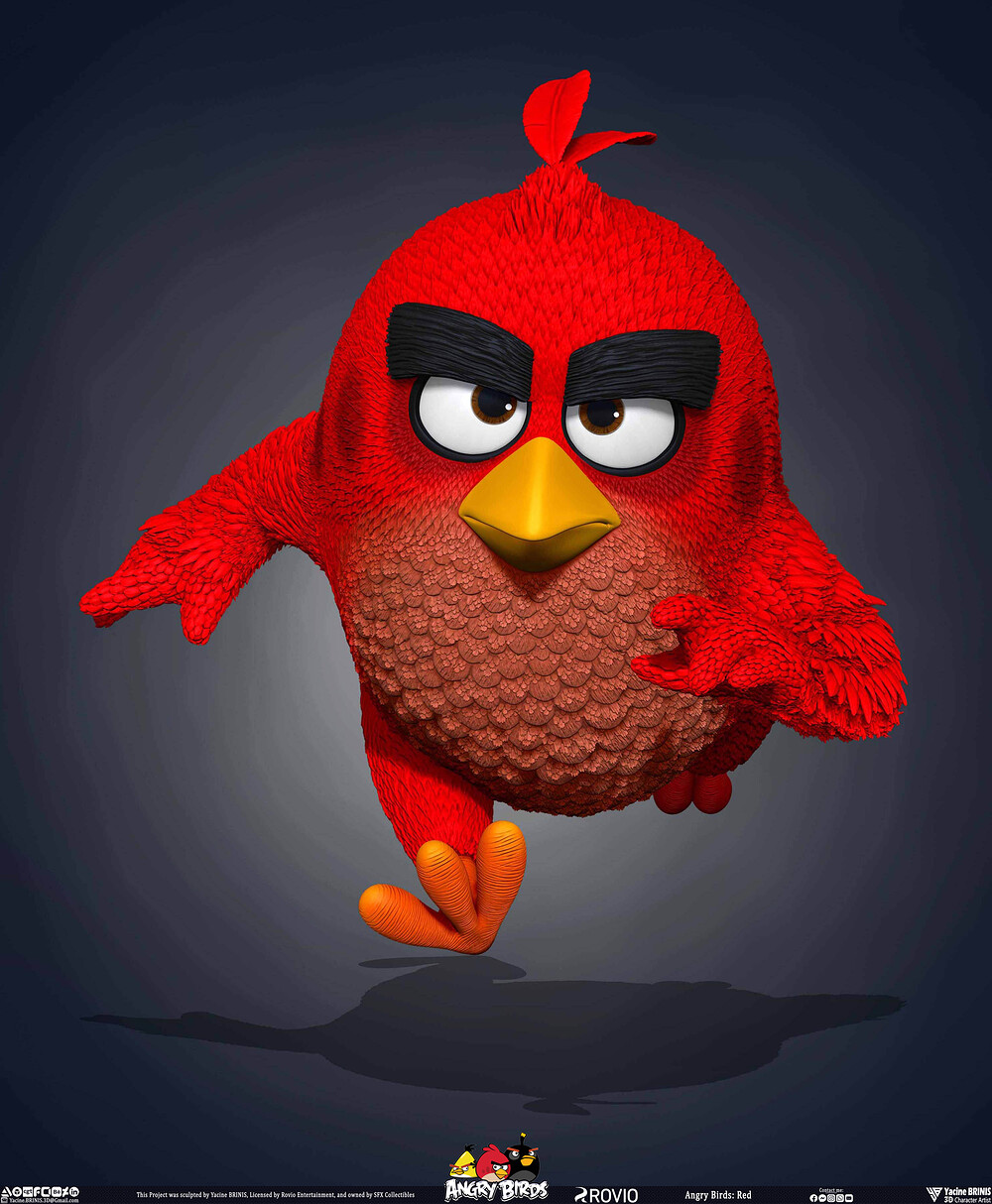 Red Angry Birds Rovio Entertainment sculpted By Yacine BRINIS 006