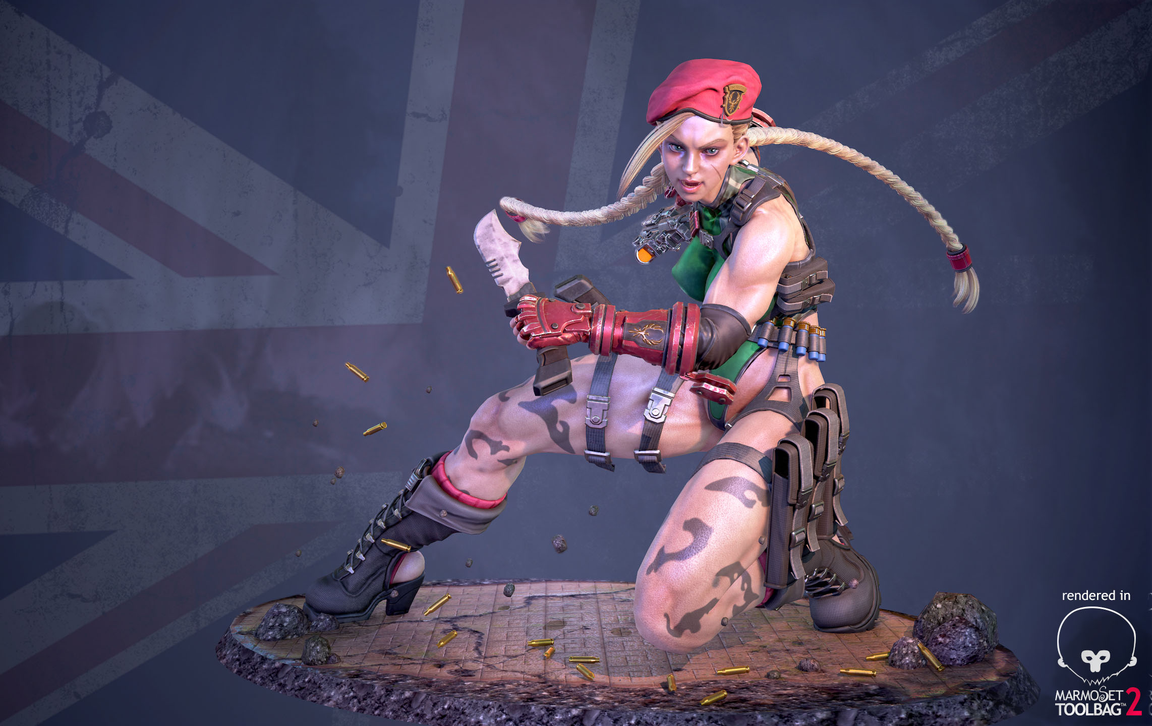 Cammy, the female character in the Street Fighter series
