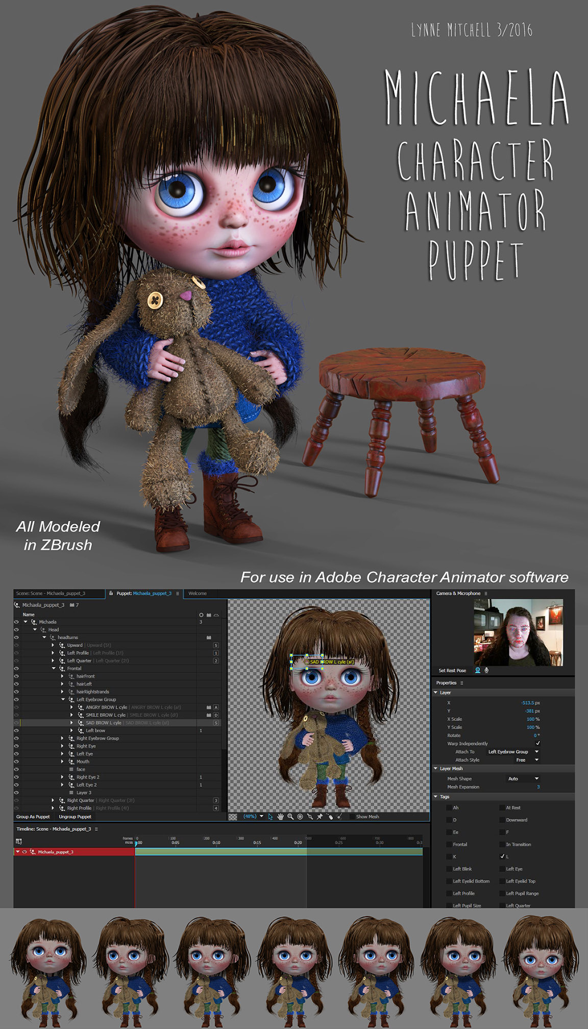 Michaela - Adobe Character Animator Puppet - ZBrushCentral