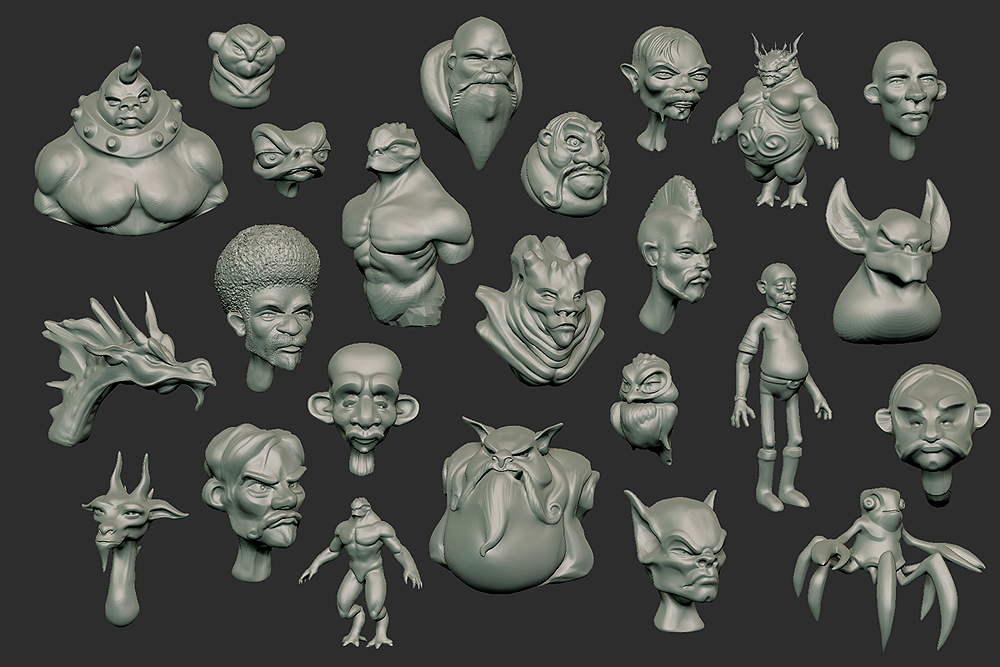 zbrush sculpts wip mostly from sphere.jpg