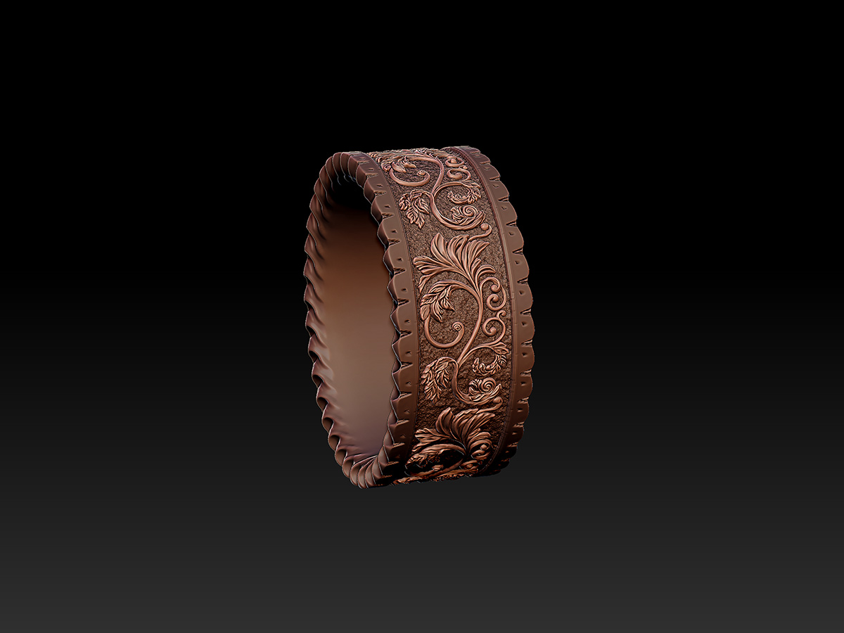 Floral Ring - ZBrush preview front