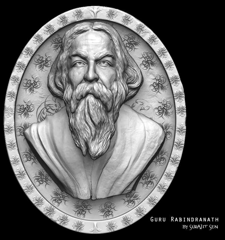 Guru Rabindranath_Tagore _Digital_Sculpture_SurajitSen_May2023_WIP