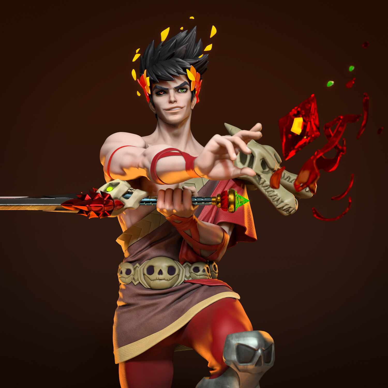 Figurine Zagreus 26cm / 10in (painted) - Hades - 3D Printed