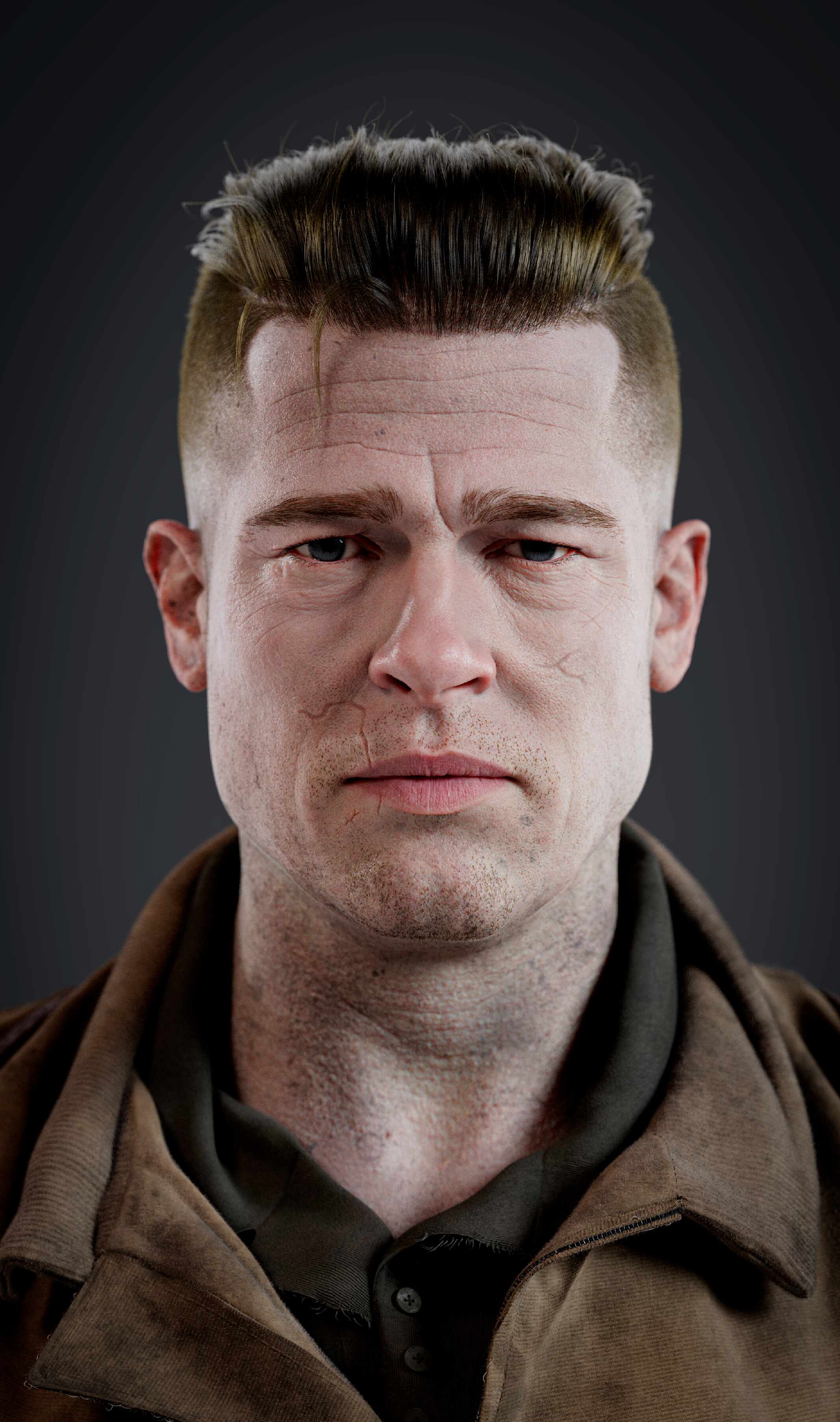 Brad Pitt Fury Hair