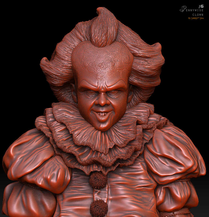 Pennywise_clown_Digital_Sculpture_SurajitSen_May2022A_clay