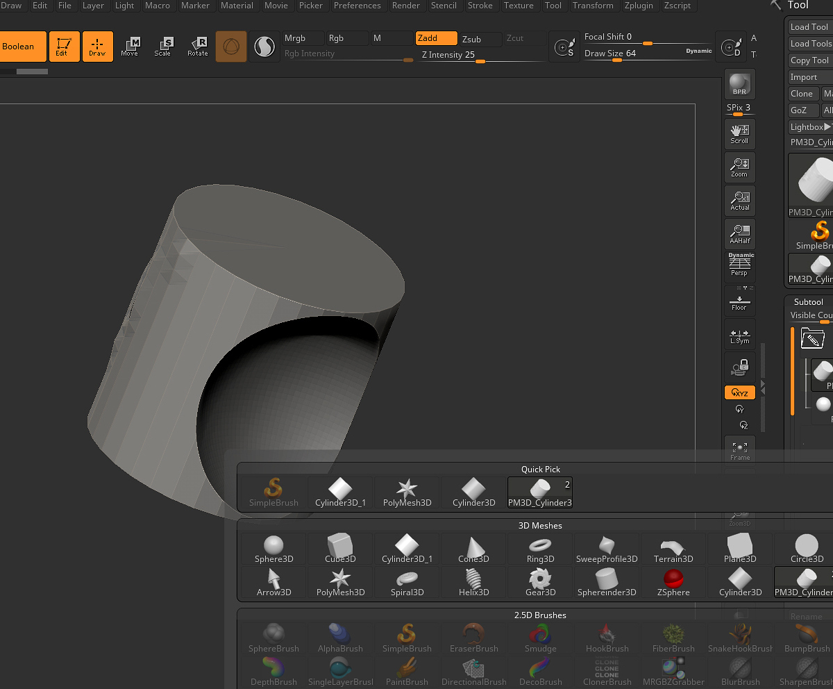 zbrush cannot export live boolean mesh