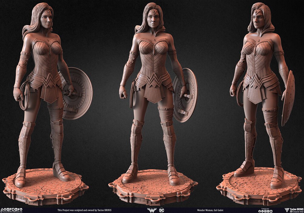 Wonder Woman Gal Gadot 3D Model sculpted by Yacine BRINIS 023