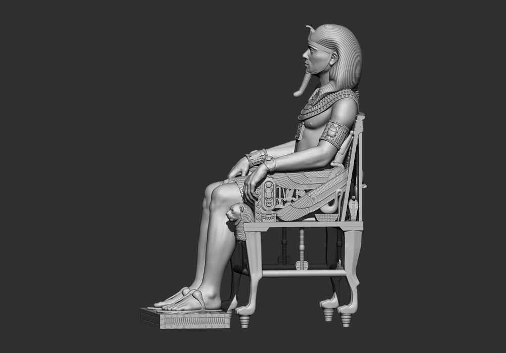 Ancient Egyptian Pharaoh on Royal Throne – High Detail STL 3D Printable Statue (1)