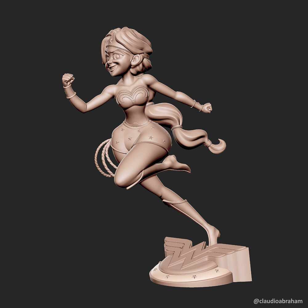 Stylized Wonder Woman - v1.rnd.06.01 - Rendering - ZBrush Raw Screenshots - Full FLCentered - Polys - copia