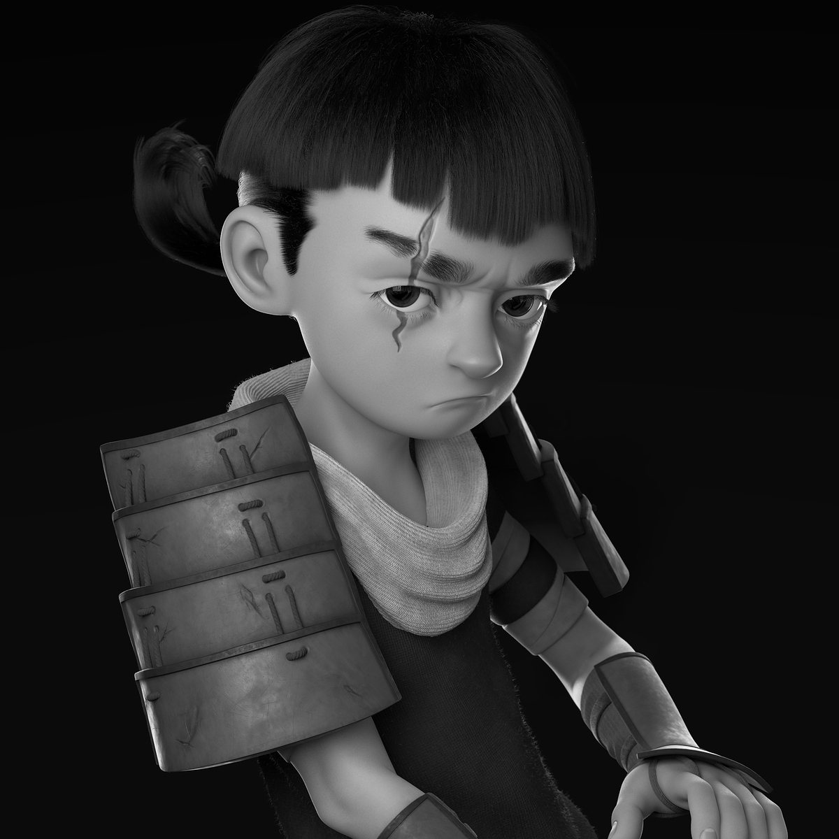 Samurai close b&w