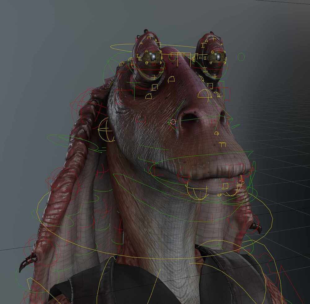 Face Eevee Rig Wireframe