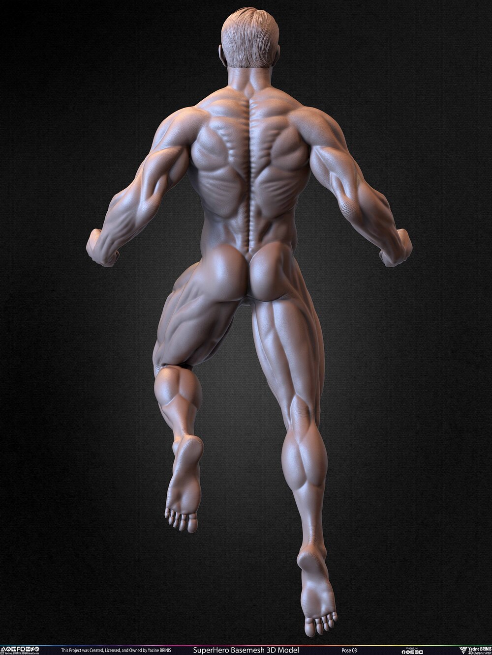 SuperHero Basemesh 3D Model Pose 03 Superman - Henry Kevill - Man of Steel-  Sculpted by Yacine BRINIS Set 018