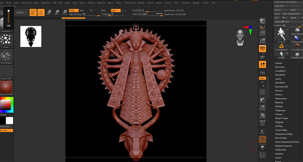 Durga_Digital_Sculpture_SurajitSen_Oct2021A1_WIP