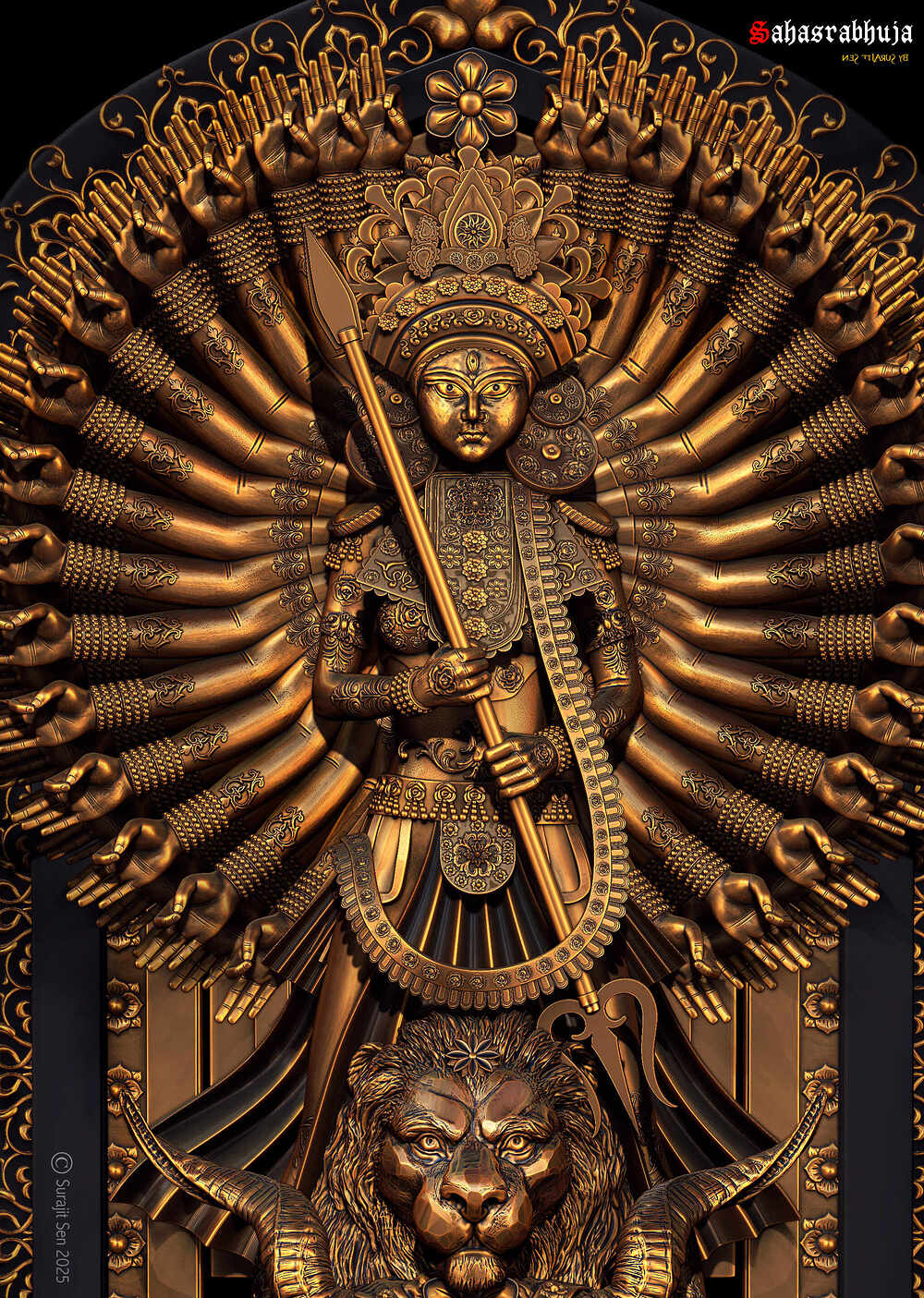 Sahasrabhuja Durga_Digital_SCulpture_SurajitSen_MArch2025