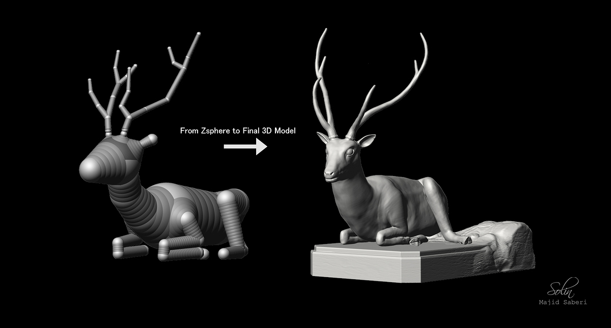 Deer Sculpture_Zbrush-Base Render 3