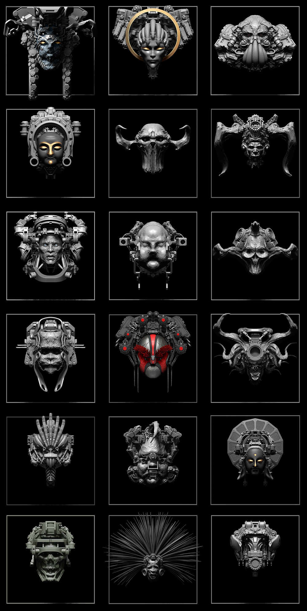 概念草图-科幻头像-排列-竖版