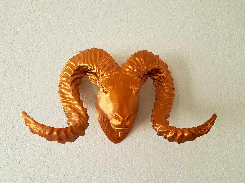 Ram Head Wall Sculpture - 3D Printed Cooper 1