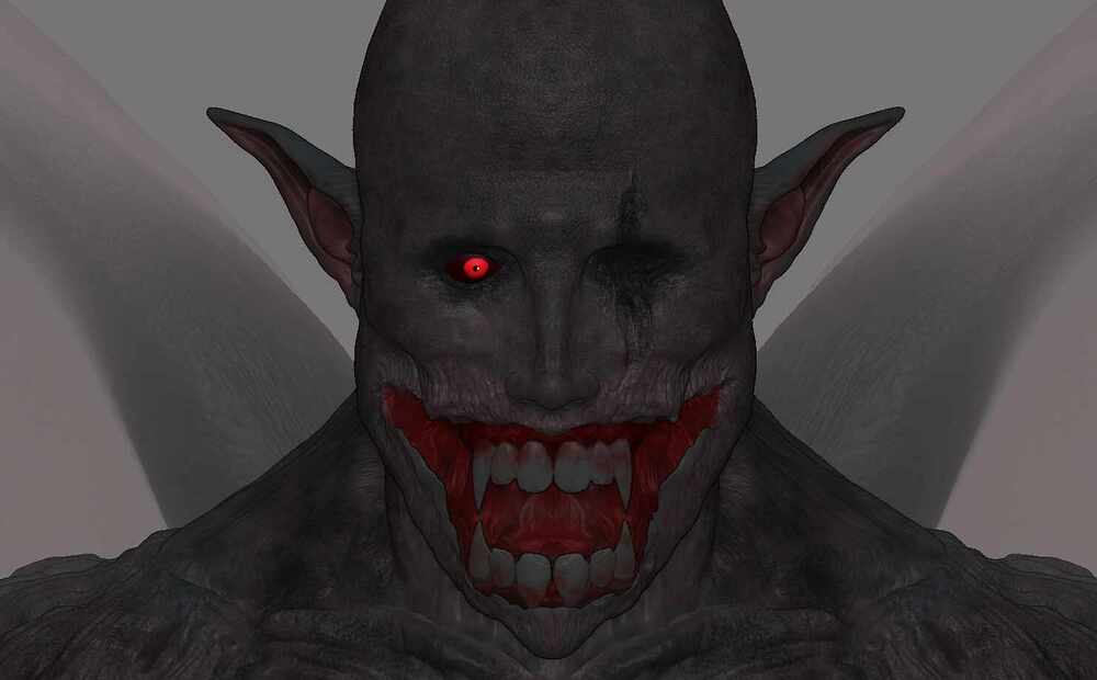 Vampire closeup in fog