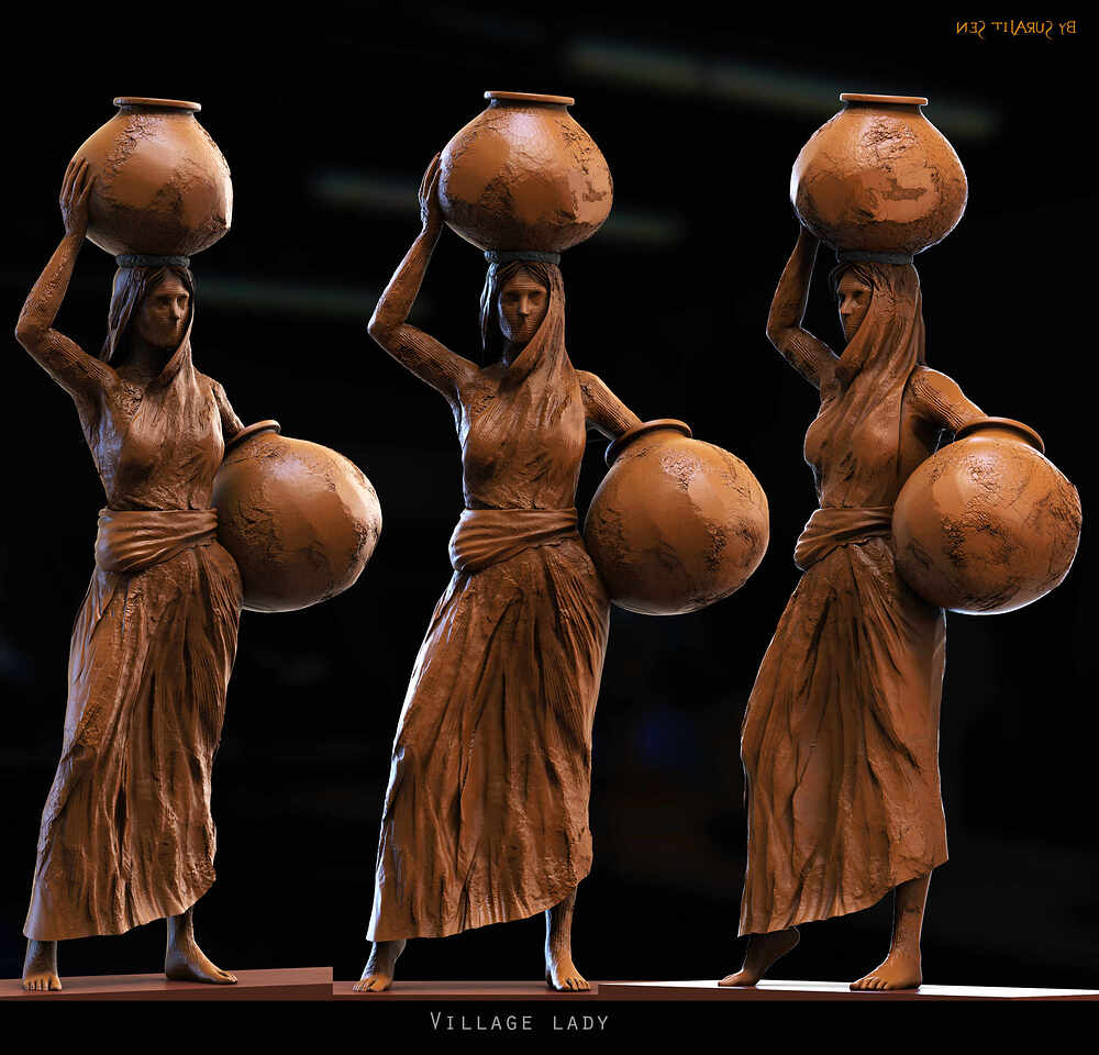 Village_lady_Digital_Sculpture_SurajitSen_Nov2023