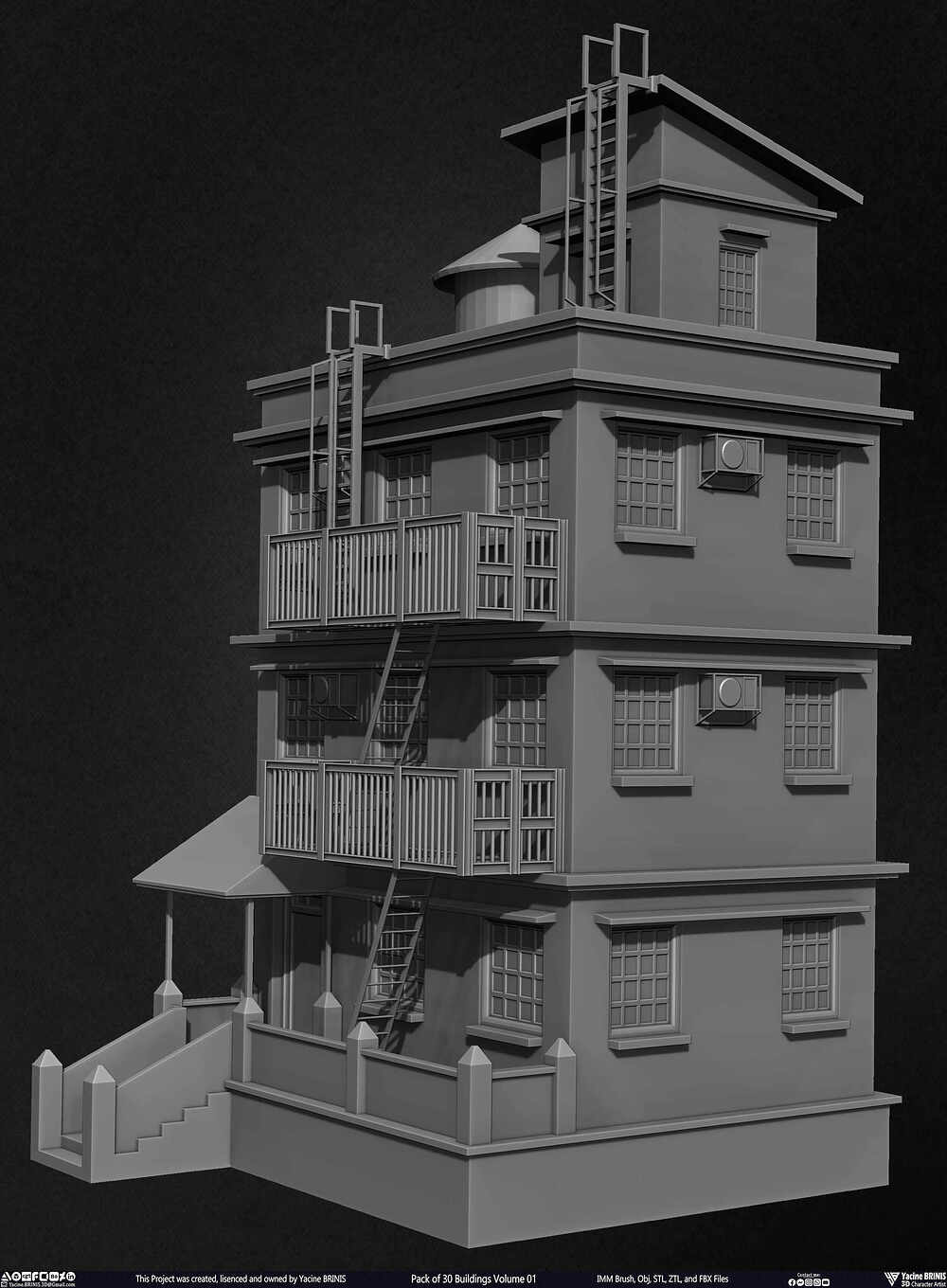 Pack of 30 Buildings Vol 01 Sculpted by Yacine BRINIS Set 045