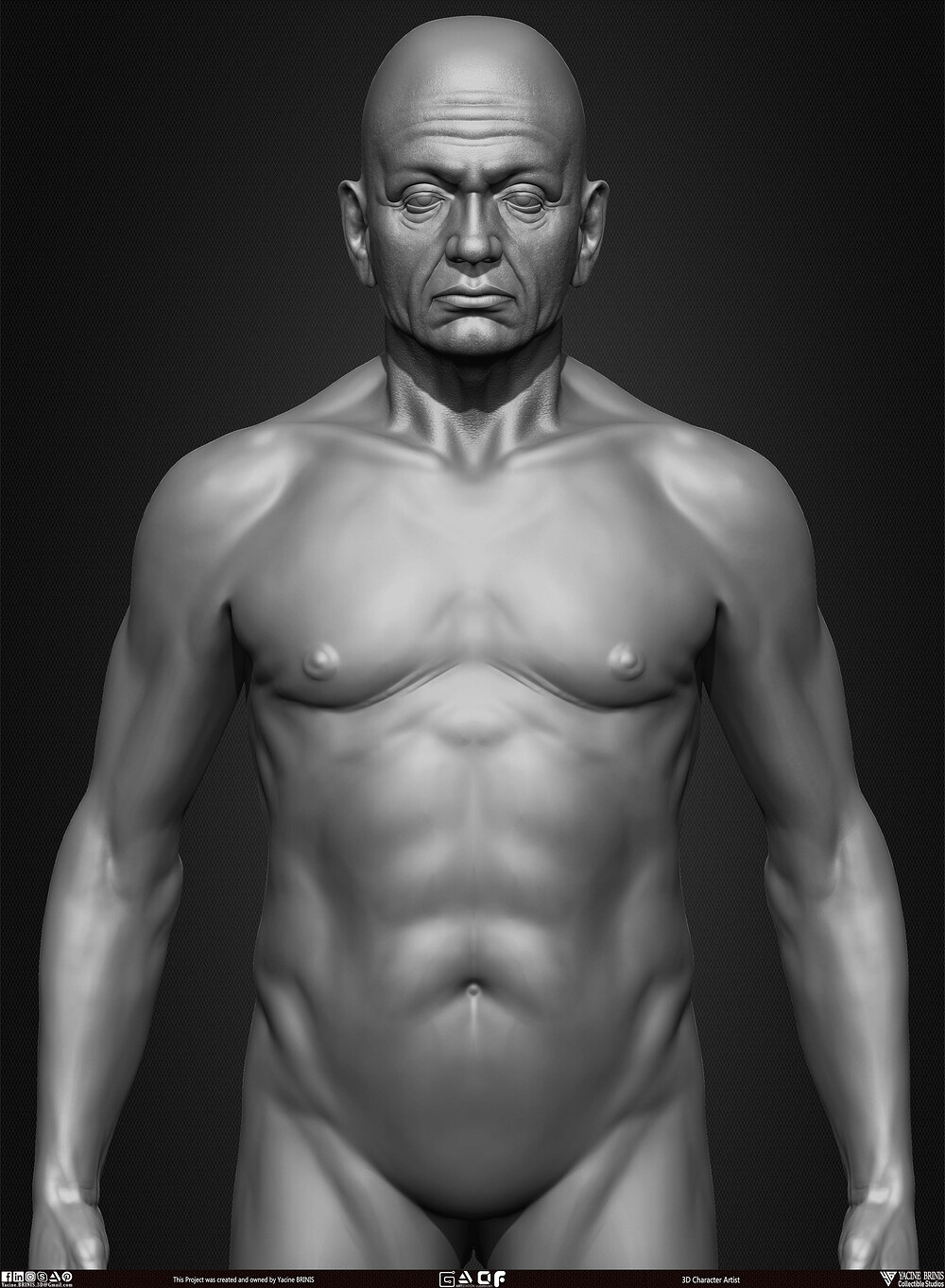 Old Man Basemesh 3D Model By Yacine BRINIS Anatomy Set 014