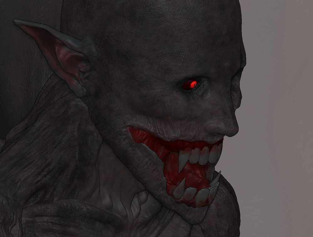 Vampire left side in fog closeup