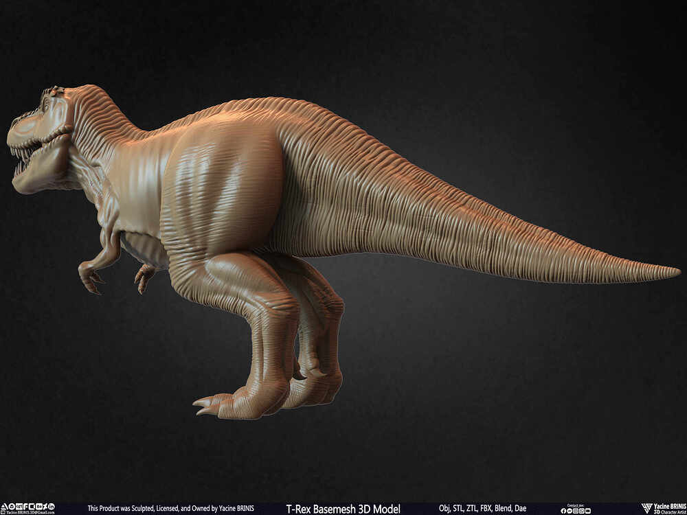 T-Rex Basemesh 3D Model (Tyrannosaurus Rex) Sculpted By Yacine BRINIS Set 013