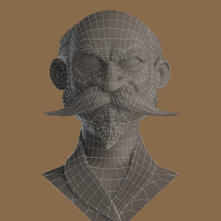 Mustache-Man_Wireframe