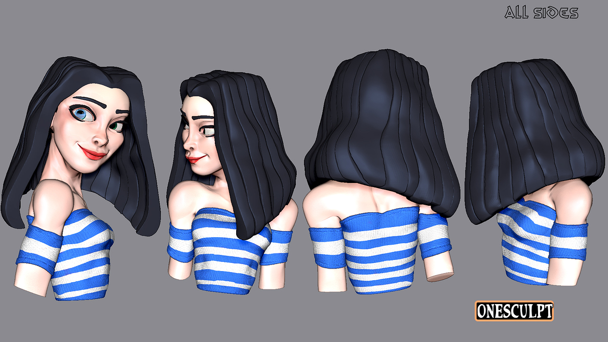#003 - OWN HAIR EVI 4 SIDES POLYPAINTED