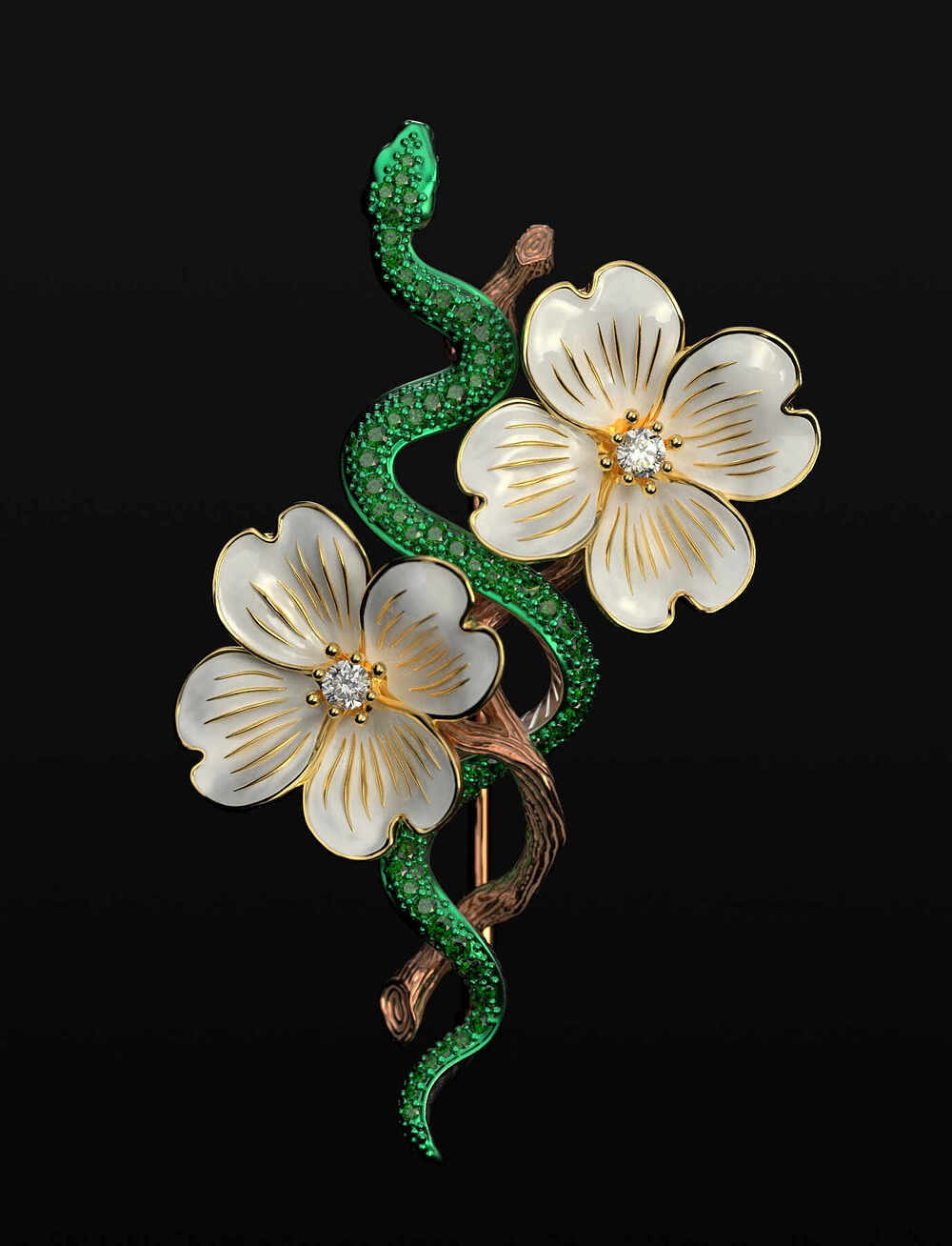 Wooden Snake Brooch ZBC0