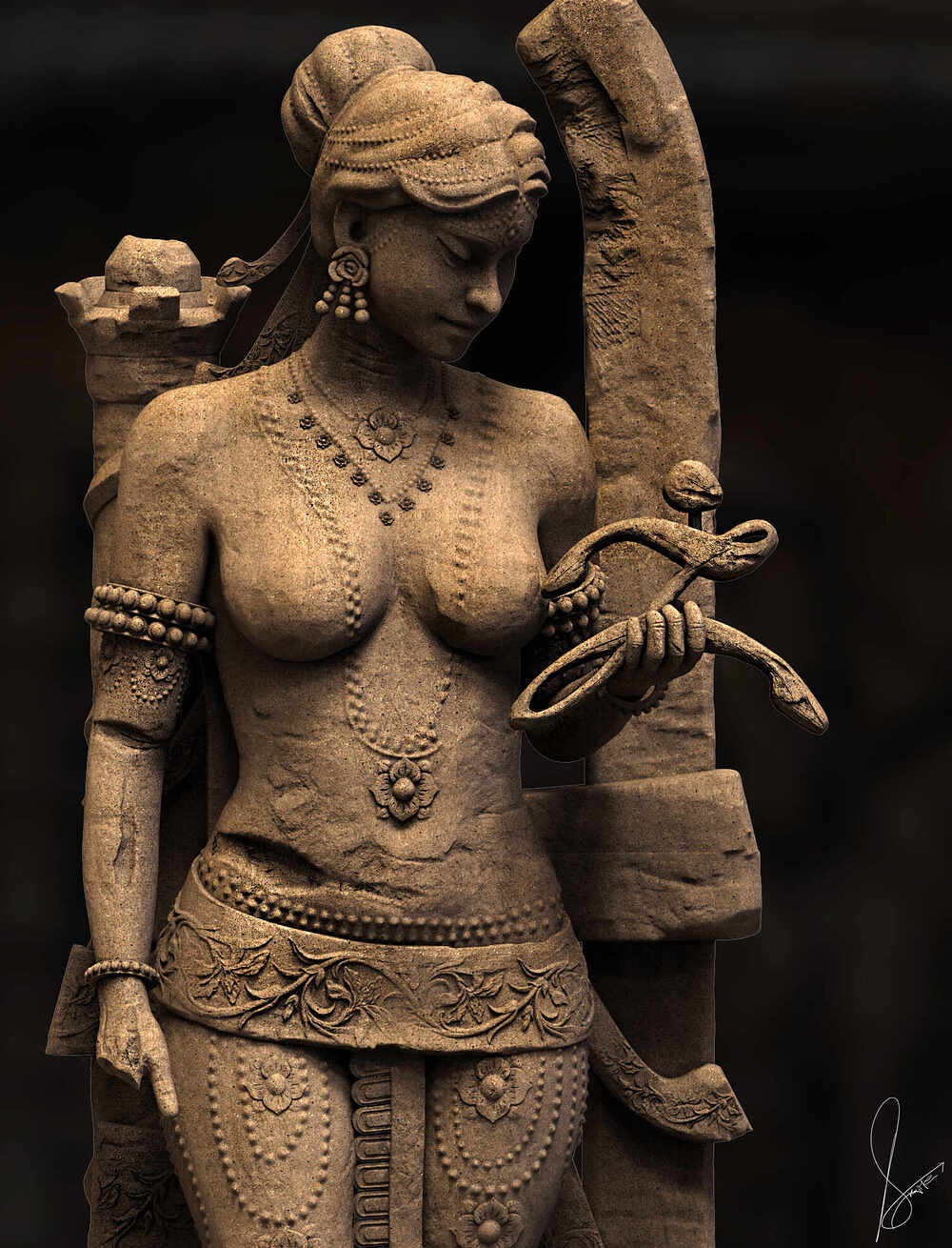 The_Ancient Lady Digital_Sculpture_SurajitSen_Aug2025AA