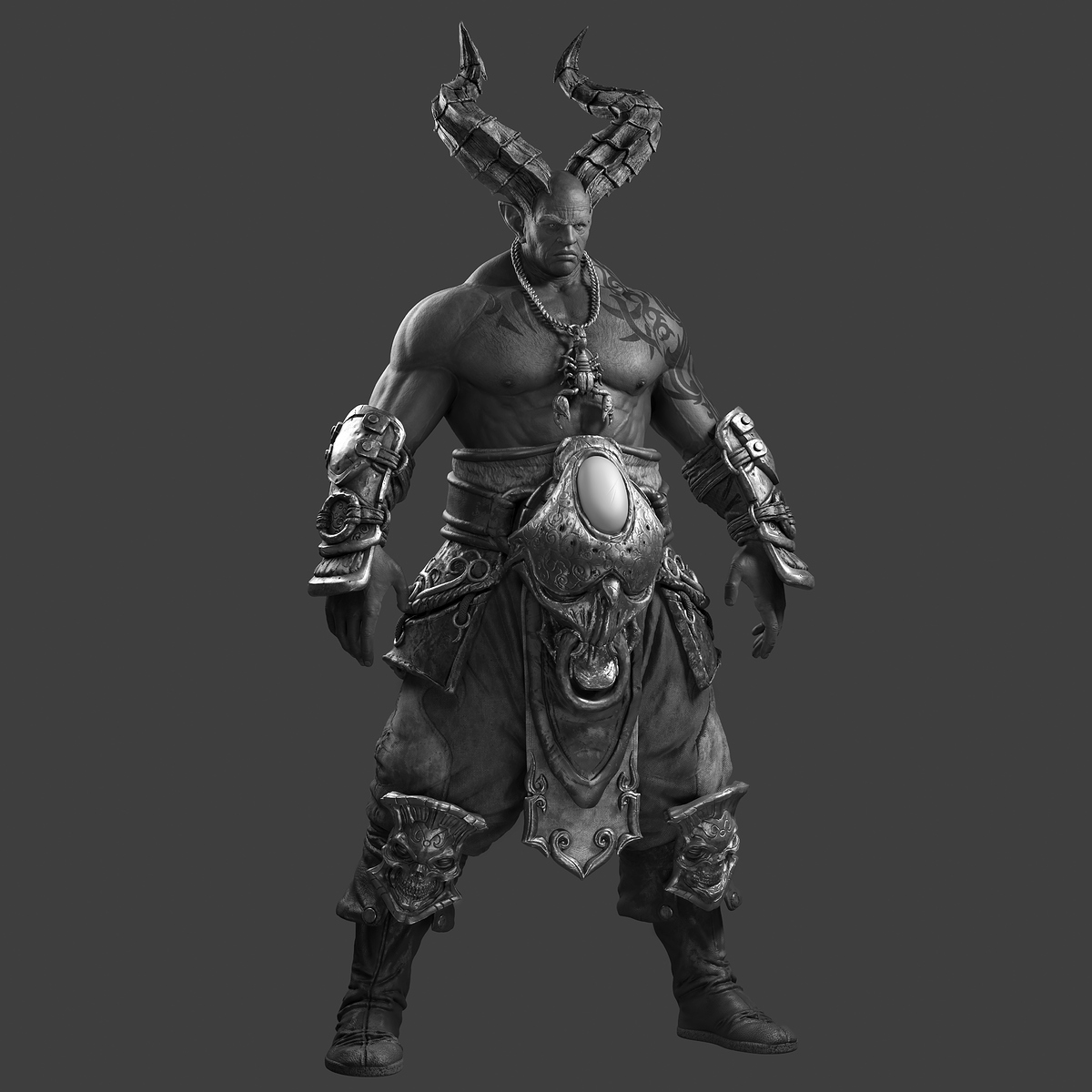 Scorpion warrior4K final render_B&W